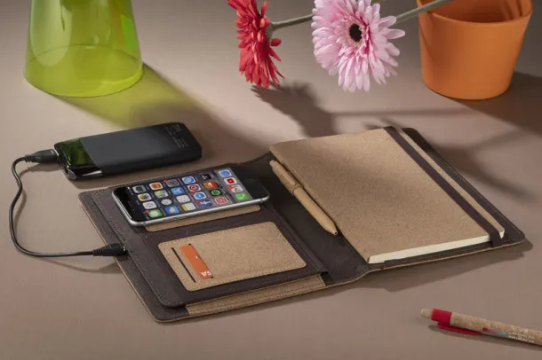 CHARCO Portfolio with wireless charger - Beechfield naturalny