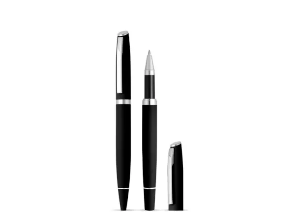 ASTRA PLUS Writing set (metal ball pen and roller pen) Black