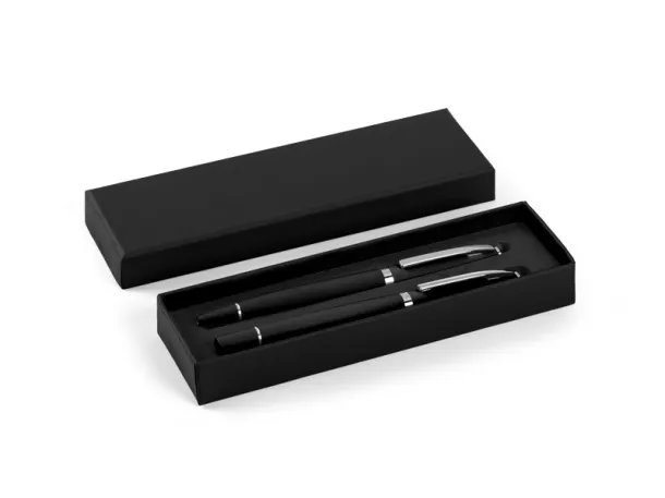 ASTRA PLUS Writing set (metal ball pen and roller pen) Black