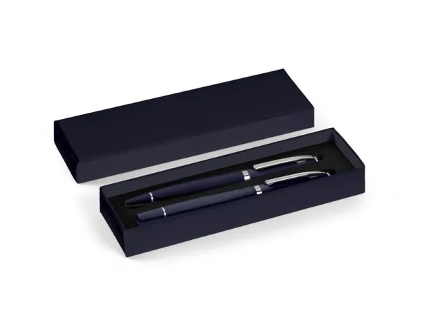 ASTRA PLUS Writing set (metal ball pen and roller pen) Blue