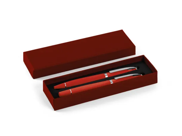 ASTRA PLUS Writing set (metal ball pen and roller pen) Red