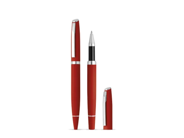 ASTRA PLUS Writing set (metal ball pen and roller pen) Red