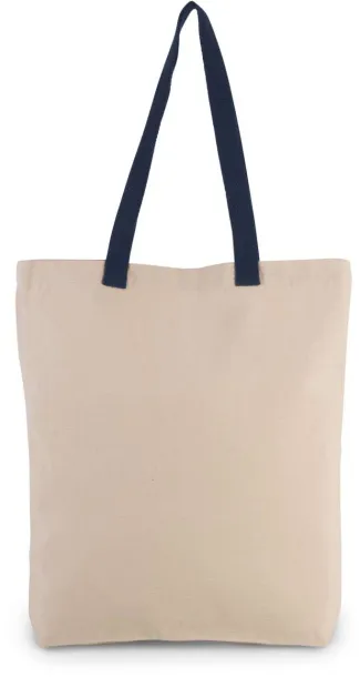  SHOPPER BAG WITH GUSSET AND CONTRAST COLOUR HANDLE, 220 g/m2 - Kimood Natural Navy