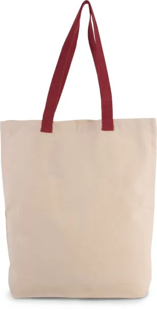  SHOPPER BAG WITH GUSSET AND CONTRAST COLOUR HANDLE, 220 g/m2 - Kimood Natural Cherry Red