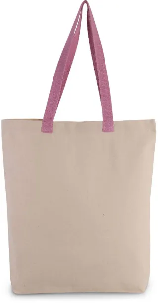  SHOPPER BAG WITH GUSSET AND CONTRAST COLOUR HANDLE, 220 g/m2 - Kimood Natural Dark Pink