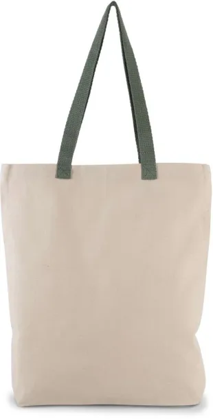  SHOPPER BAG WITH GUSSET AND CONTRAST COLOUR HANDLE, 220 g/m2 - Kimood Natural Dusty Light Green