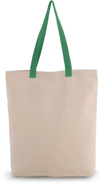  SHOPPER BAG WITH GUSSET AND CONTRAST COLOUR HANDLE, 220 g/m2 - Kimood Natural Kelly Green