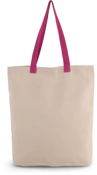  SHOPPER BAG WITH GUSSET AND CONTRAST COLOUR HANDLE, 220 g/m2 - Kimood Natural Magenta