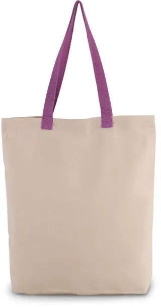  SHOPPER BAG WITH GUSSET AND CONTRAST COLOUR HANDLE, 220 g/m2 - Kimood Natural Radiant Orchid