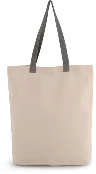  SHOPPER BAG WITH GUSSET AND CONTRAST COLOUR HANDLE, 220 g/m2 - Kimood Natural Dark Grey Marl