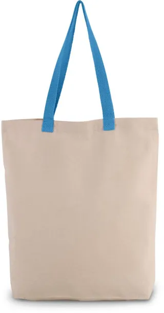  SHOPPER BAG WITH GUSSET AND CONTRAST COLOUR HANDLE, 220 g/m2 - Kimood Natural Surf Blue