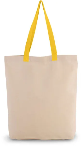  SHOPPER BAG WITH GUSSET AND CONTRAST COLOUR HANDLE, 220 g/m2 - Kimood Natural Yellow