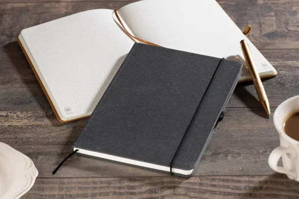 GLITZO Notebook in recycled PU,  A5 BLACK