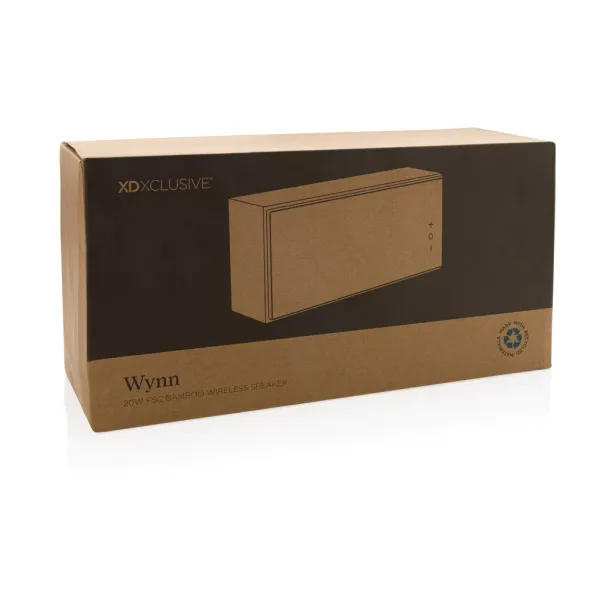  Wynn 20W FSC® bamboo wireless speaker - XD Xclusive Brown 