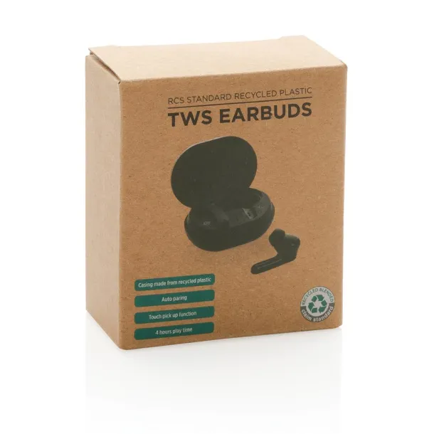  RCS standard recycled plastic TWS earbuds - XD Collection Black 