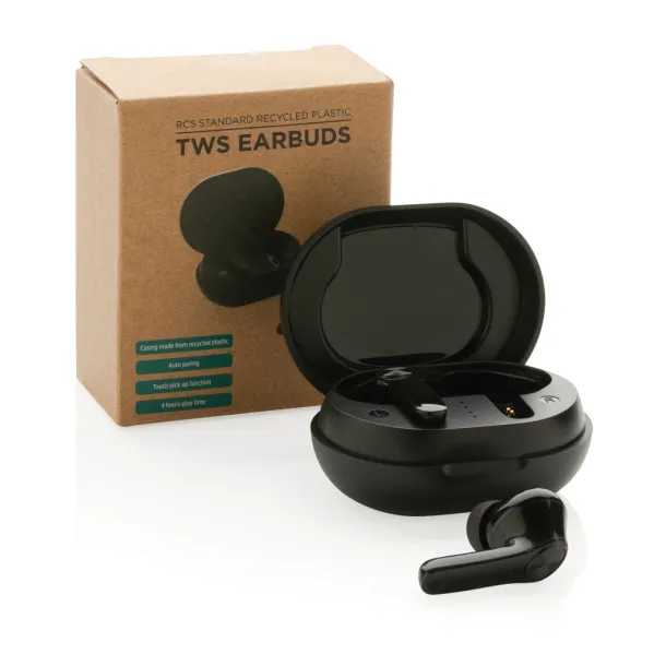  RCS standard recycled plastic TWS earbuds - XD Collection Black 