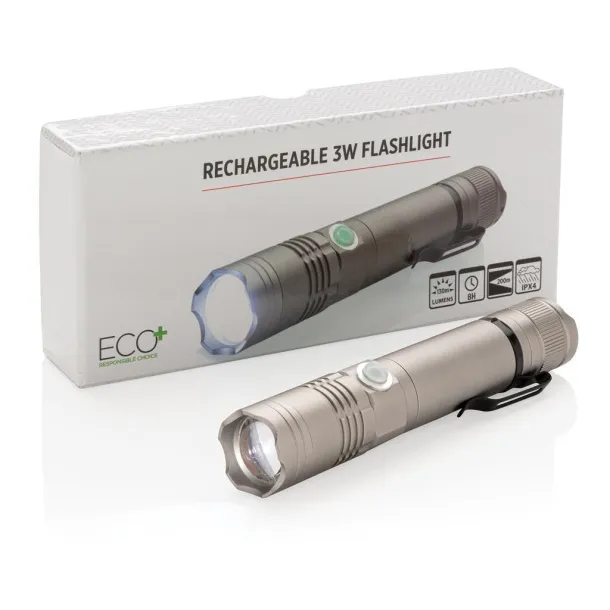  Re-chargable 3W flashlight - XD Collection Grey 