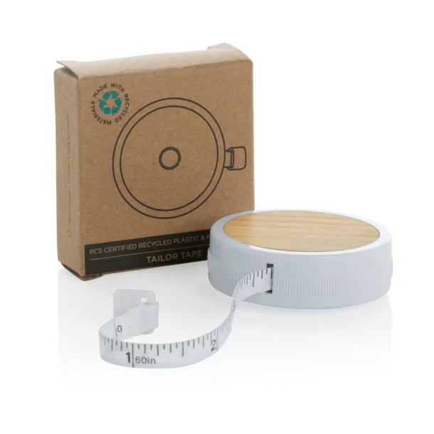  RCS recycled plastic & bamboo tailor tape - XD Collection White Brown