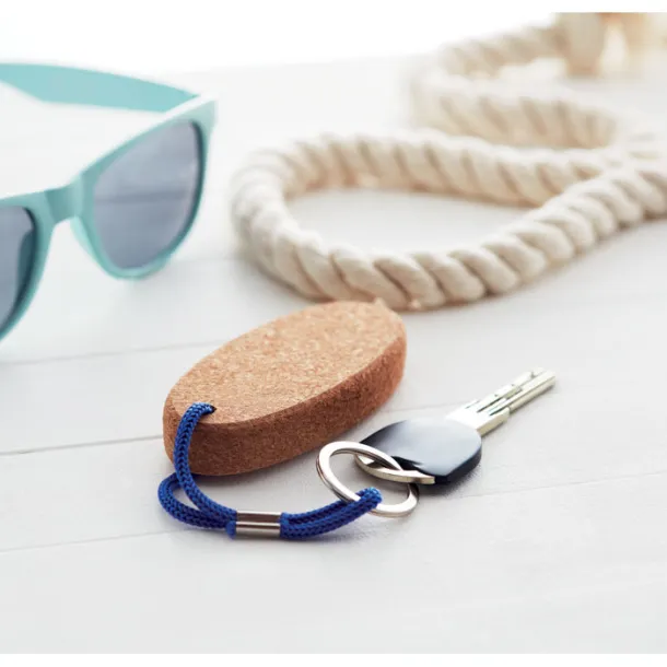 BOAT Floating cork key ring Royal blue