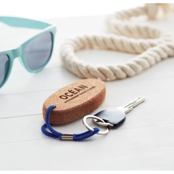 BOAT Floating cork key ring Royal blue