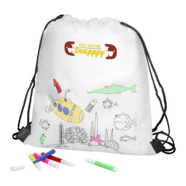  Drawstring bag for colouring, felt tip pens white