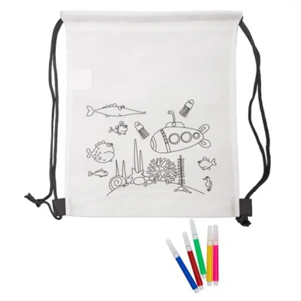  Drawstring bag for colouring, felt tip pens Bijela