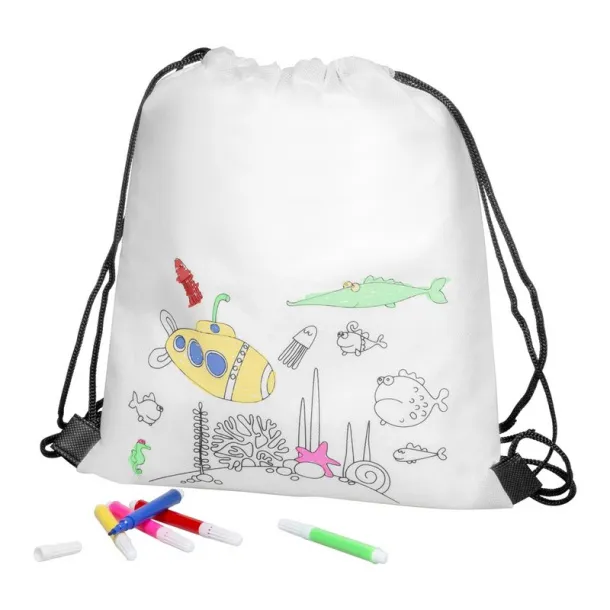  Drawstring bag for colouring, felt tip pens Bijela