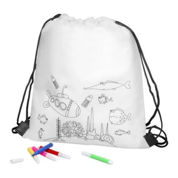  Drawstring bag for colouring, felt tip pens Bijela