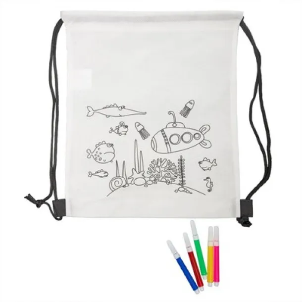  Drawstring bag for colouring, felt tip pens white