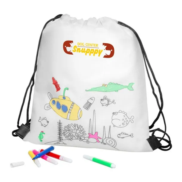  Drawstring bag for colouring, felt tip pens white