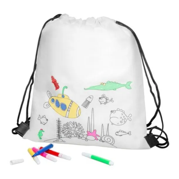  Drawstring bag for colouring, felt tip pens white