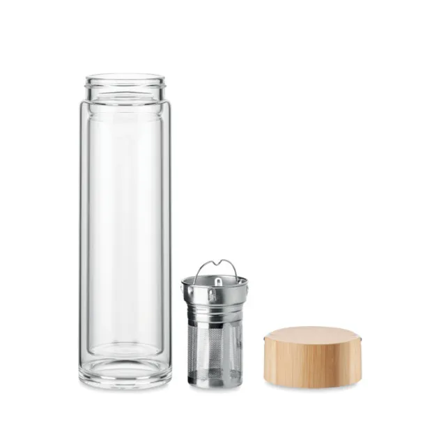 BATAMI Double wall glass bottle 400ml Transparent