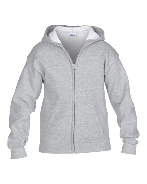  HEAVY BLEND™ YOUTH FULL ZIP HOODED SWEATSHIRT - Gildan Ideal Oxford Grey