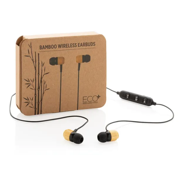  Bamboo wireless earbuds - XD Collection Brown Black