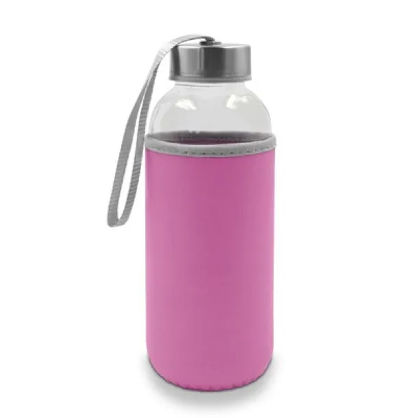  Glass sports bottle 420 ml pink