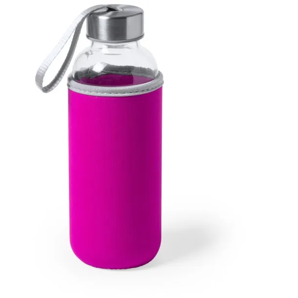  Glass sports bottle 420 ml fuchsia