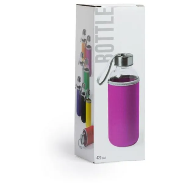  Glass sports bottle 420 ml fuchsia