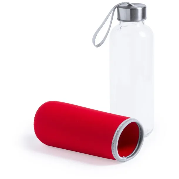  Glass sports bottle 420 ml red