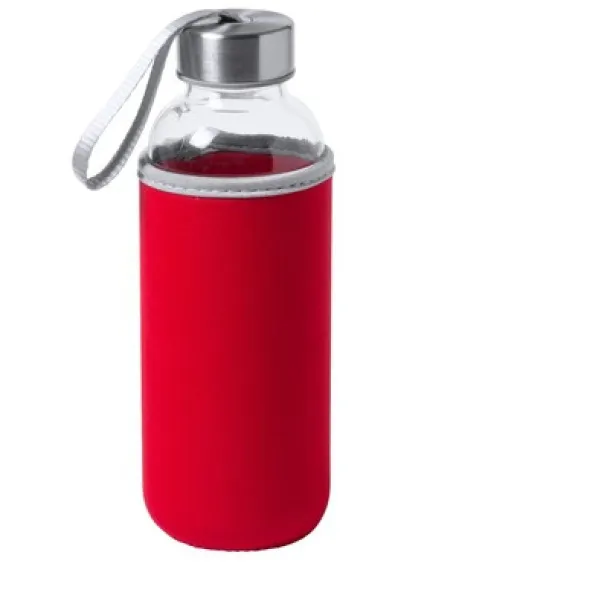  Glass sports bottle 420 ml red