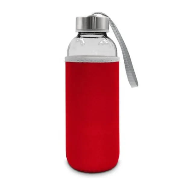  Glass sports bottle 420 ml red