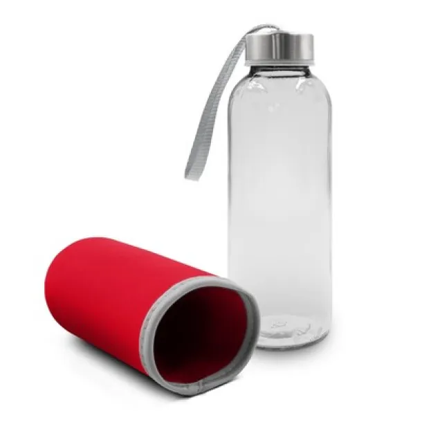  Glass sports bottle 420 ml red