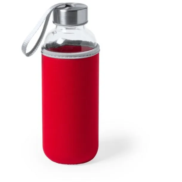  Glass sports bottle 420 ml red