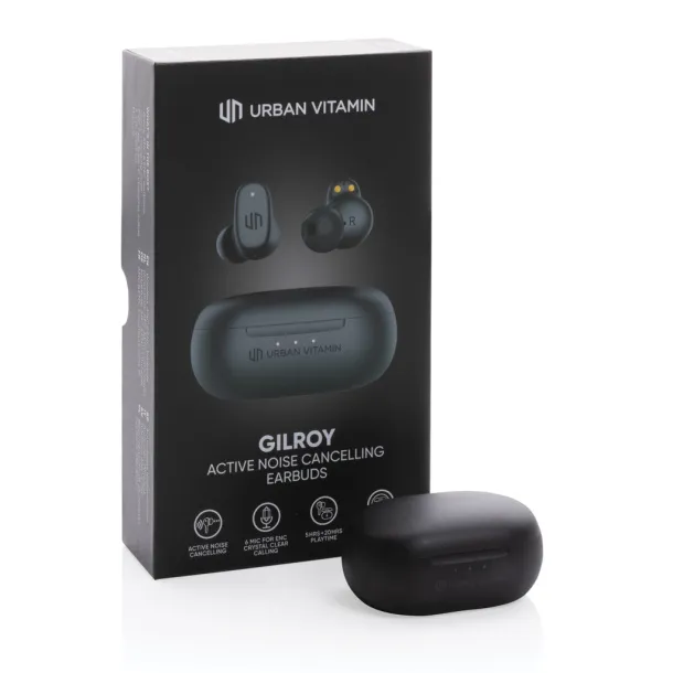 Urban Vitamin Gilroy hybrid ANC and ENC earbuds - Urban Vitamin Black 