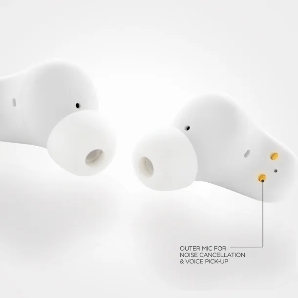 Urban Vitamin Gilroy hybrid ANC and ENC earbuds - Urban Vitamin White 