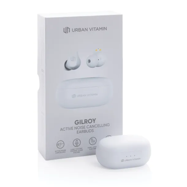 Urban Vitamin Gilroy hybrid ANC and ENC earbuds - Urban Vitamin White 