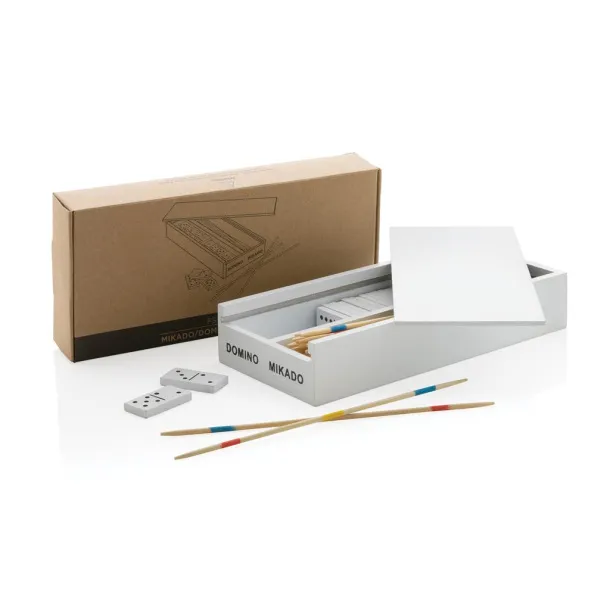  FSC® Deluxe mikado/domino in wooden box - XD Collection White 