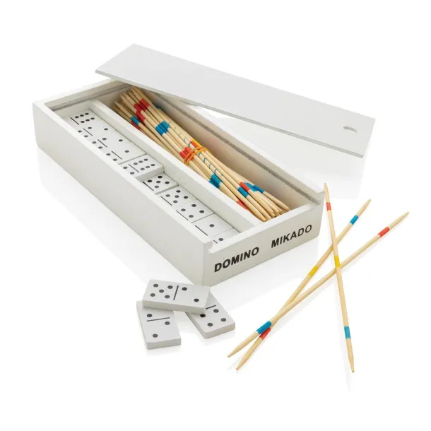  FSC® Deluxe mikado/domino in wooden box - XD Collection White 