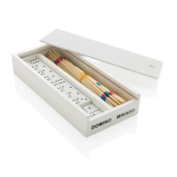  FSC® Deluxe mikado/domino in wooden box - XD Collection White 