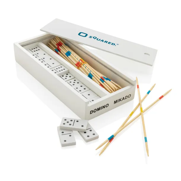  FSC® Deluxe mikado/domino in wooden box - XD Collection White 