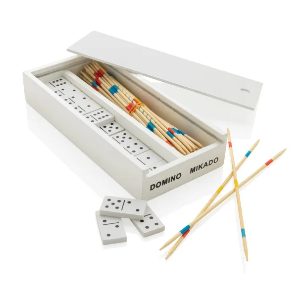  FSC® Deluxe mikado/domino in wooden box - XD Collection White 